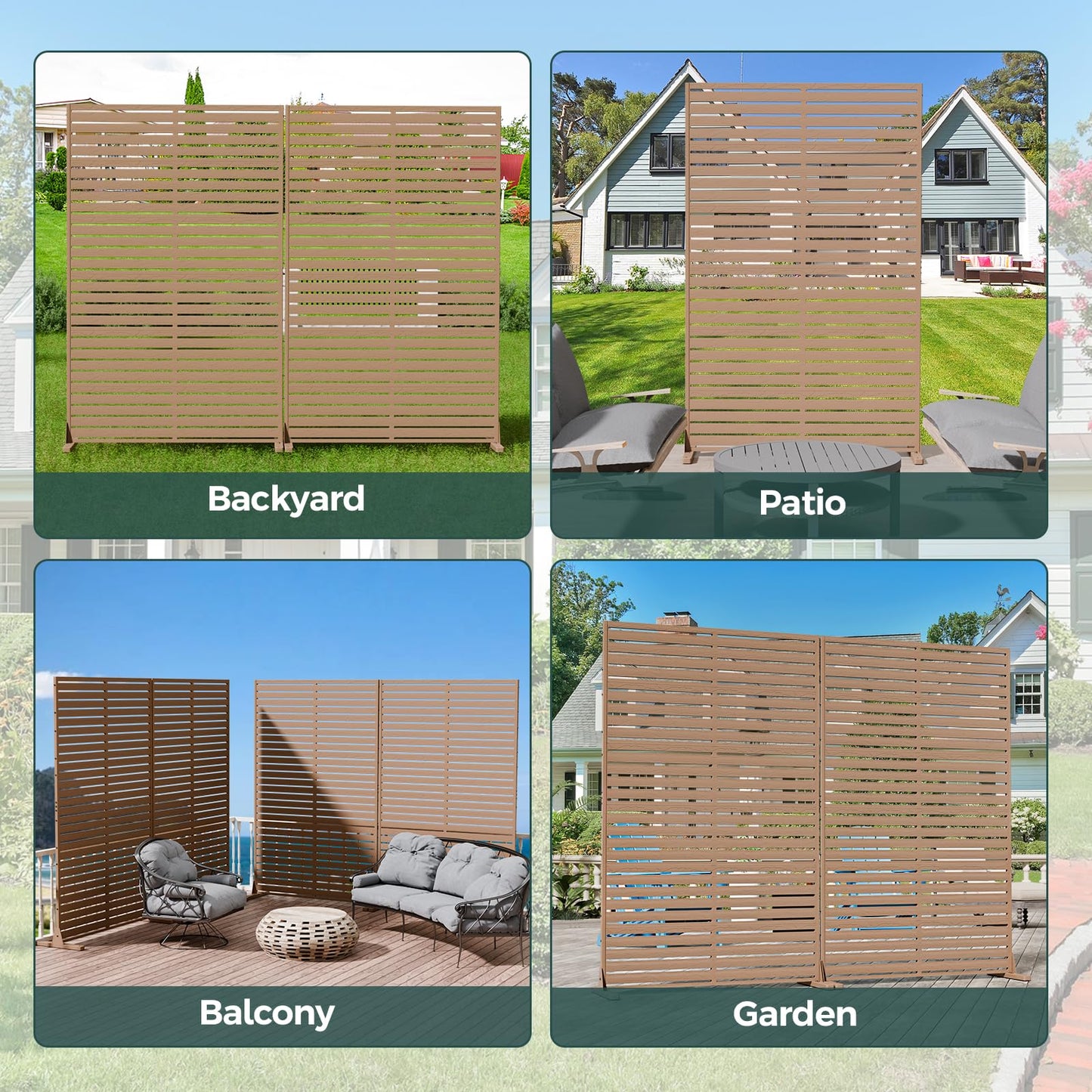 Trygoal Privacy Fence Screen Outdoor Freestanding Privacy Panel, 72" H×47" W HDPE Decorative Panels with Stand, Room/Garden Divider, Outdoor Privacy Screen for Patio,Deck, Balcony, Pool