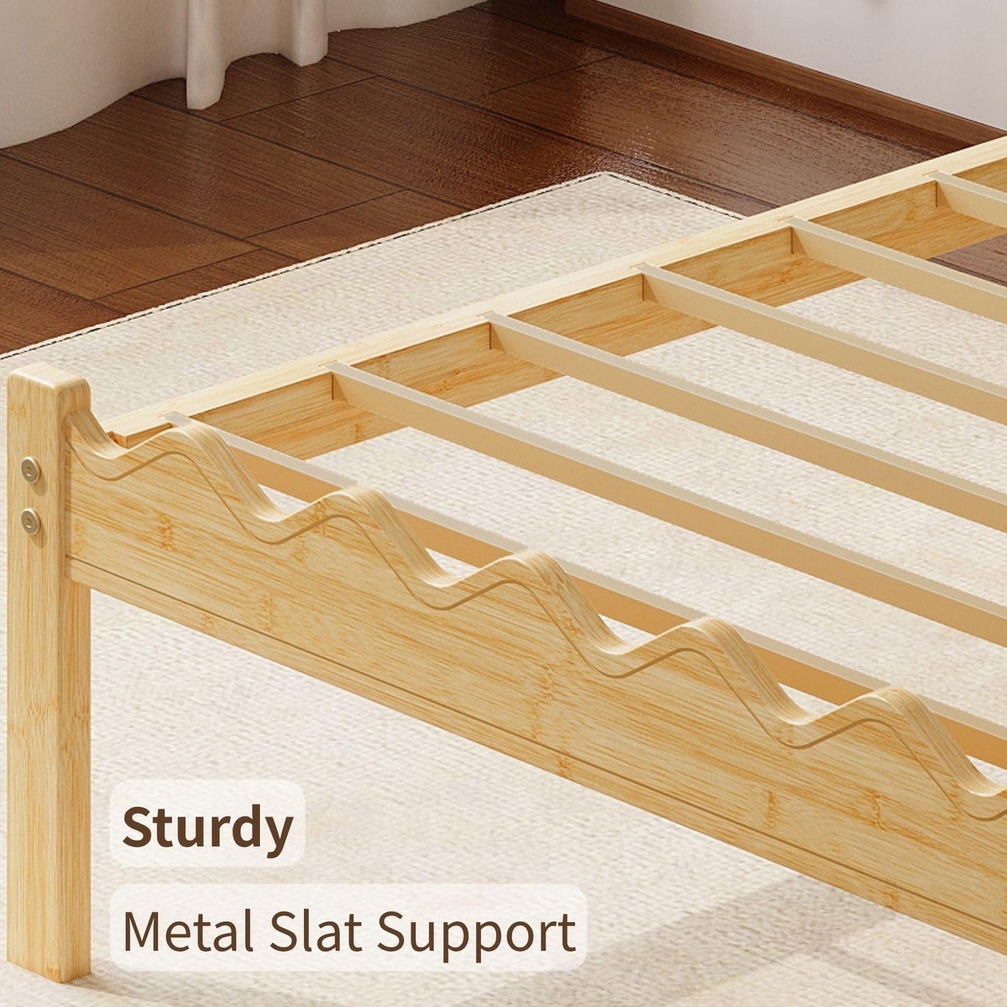 FSCHOS 14 Inch Bamboo Twin Bed Frame, Platform Wood