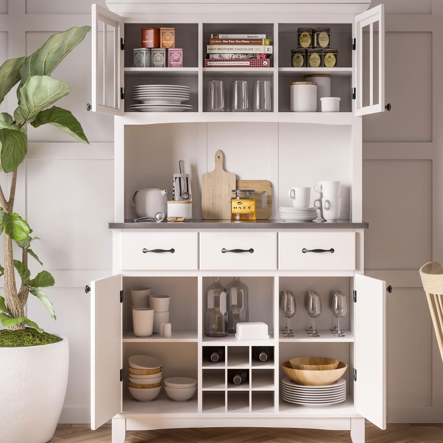 homestyles Server sideboards-buffets-credenzas, Hutch, Off White