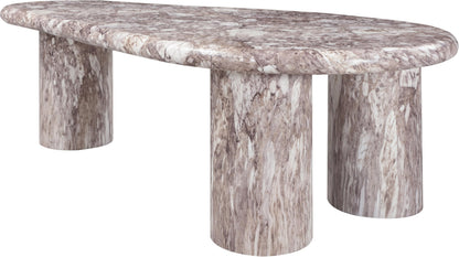 Meridian Furniture 99095Brown-CT Sassari Collection Art Deco Indoor/Outdoor Concrete Coffee Table in Marble Finish, 47.5" W x 24" D x 16" H, Brown