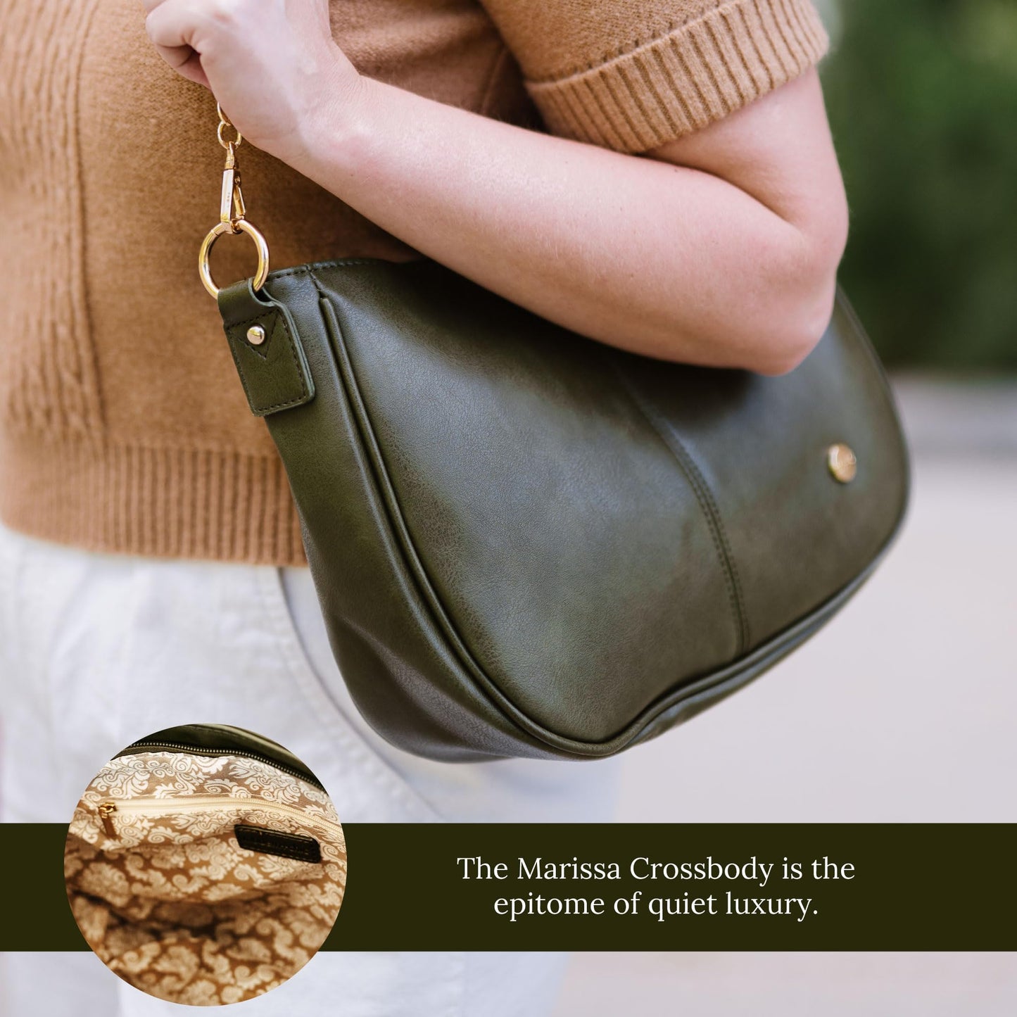Modern+Chic Crossbody Bags for Women - Marissa Saddle Crossbody, Vegan Leather Shoulder or Handbag with Two Adjustable Straps