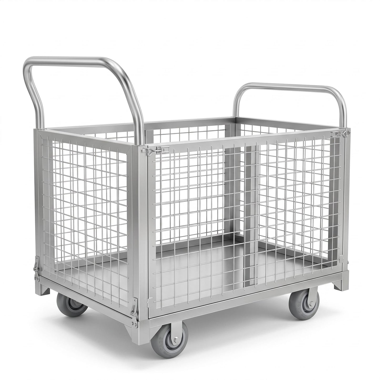 Platform cart, with cage, 4-in-1 Multi-Purpose Rolling Heavy-Duty cart, Rollable Folding cart, Load Capacity 2200 pounds, pushcart with 4 Wheels, Used in Grocery Stores,garages, Warehouses (Silver)