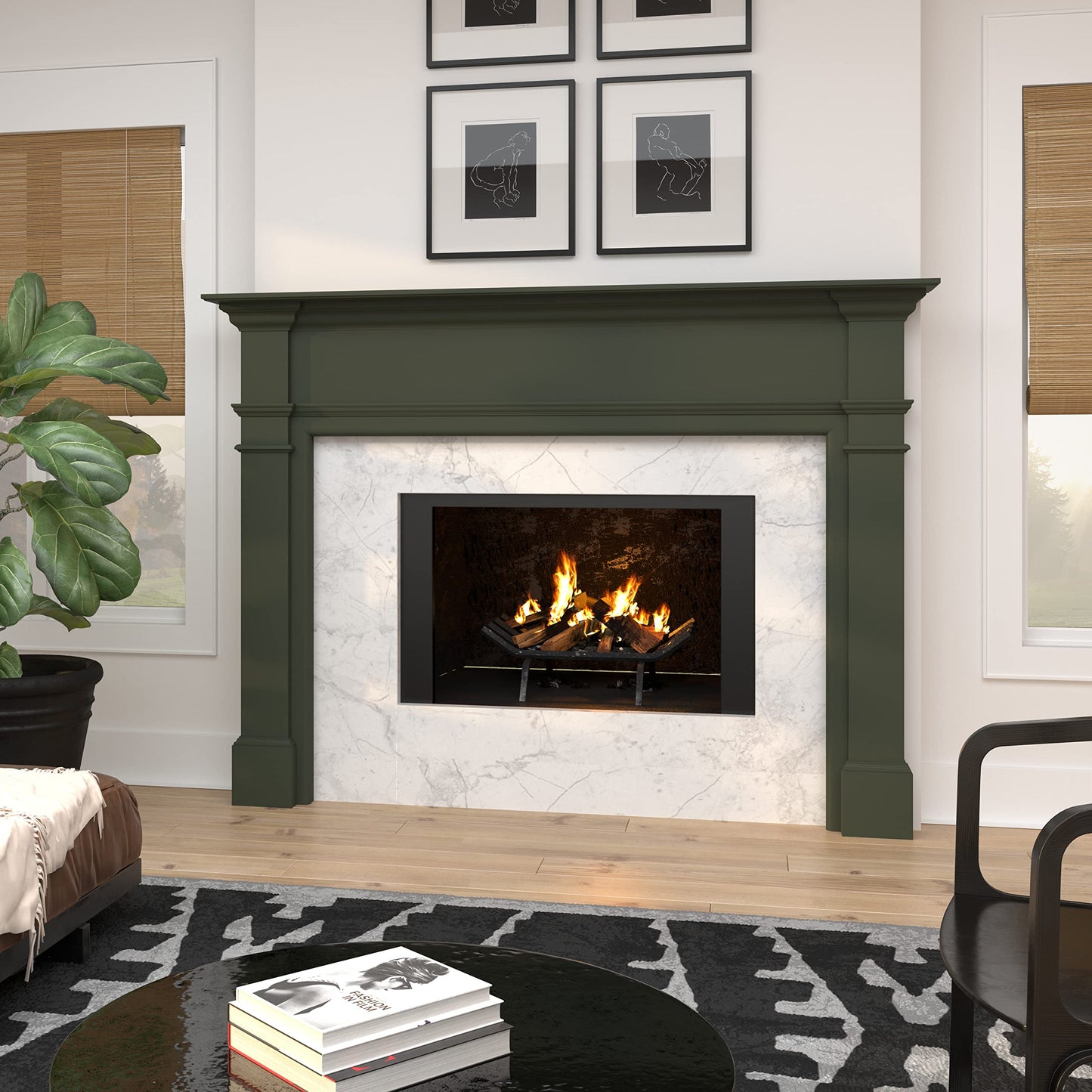 Pearl Mantels ARYB56120 Bold Yet Unpretentious and Homey Wood Mantel Surround, 56", Unfinished