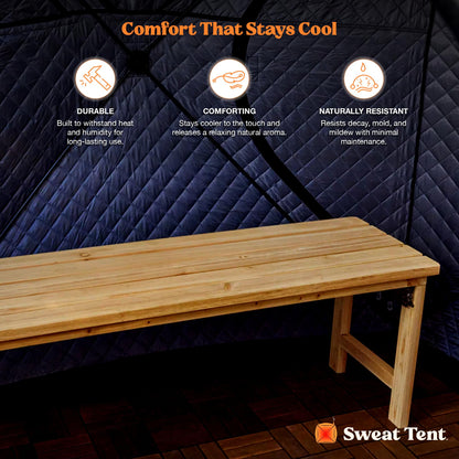SweatTent Cedar Sauna Bench – Handcrafted Natural Cedar, Durable Sauna Seating, Traditional Sauna Accessory, Comfort Upgrade, Fits Sweat Tent