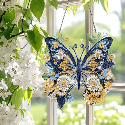 Muzagroo Art 5D Diamond Art Kits for Adults, Butterflies Diamond Hanging Ornament Kits for Windows, DIY Special Shaped Diamond Dot Kits, Crystal Window Hanging Pendant Ornament 2PCS(Butterflies)