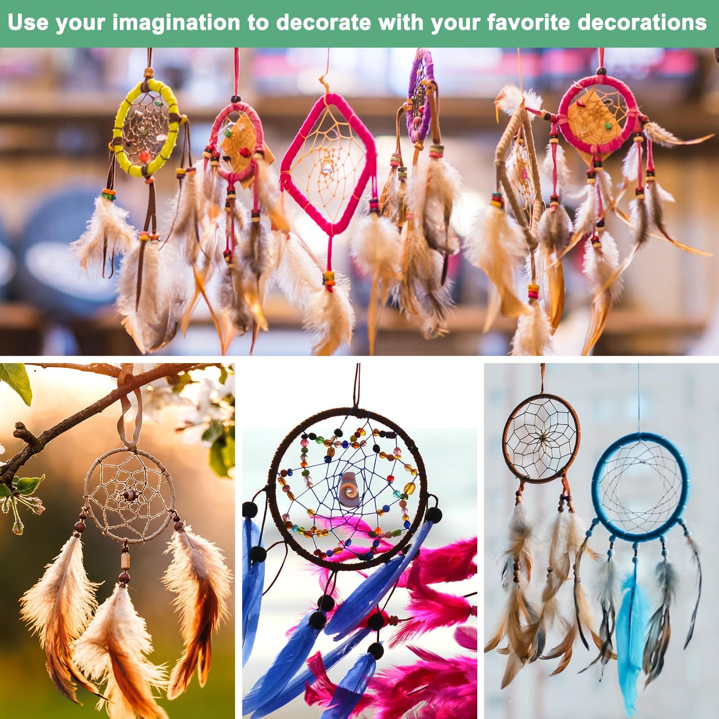 M METERXITY 2-Set Dream Catcher Rings,2.0",3.9",5.9",7.9" Metal Square Shape Macrame Wreath Floral Ring Hoop for Home/Valentine/DIY Craft/Wedding/Wall Hanging Decorations [Golden]