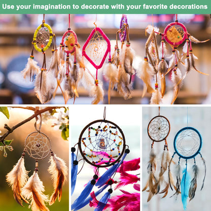 M METERXITY 2-Set Dream Catcher Rings,2.0",3.9",5.9",7.9" Metal Square Shape Macrame Wreath Floral Ring Hoop for Home/Valentine/DIY Craft/Wedding/Wall Hanging Decorations [Golden]