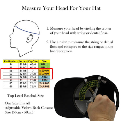Baseball Cap Hat Men Women - Classic Adjustable Plain Blank, BLK