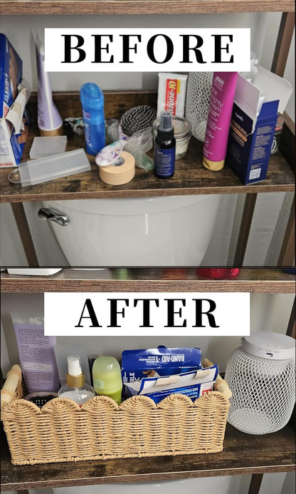 Toilet Paper Storage Basket - Decorative Organizer for Bathroom Tank Top | Functional Home Decor