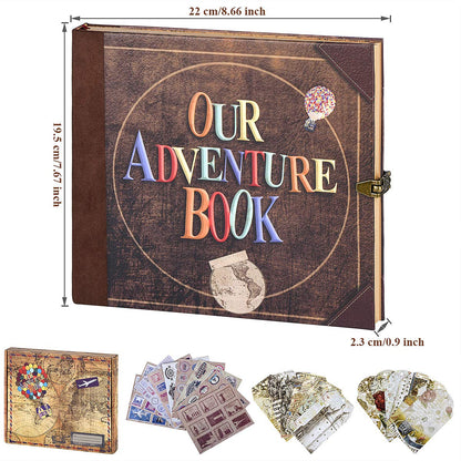 Adventure Book 148-Page DIY Handmade Scrapbook Kit - Embossed Leather Cover - Gift Boxed with Full DIY Accessories for Couples, Weddings, Anniversaries & More for Life’s Greatest Adventures