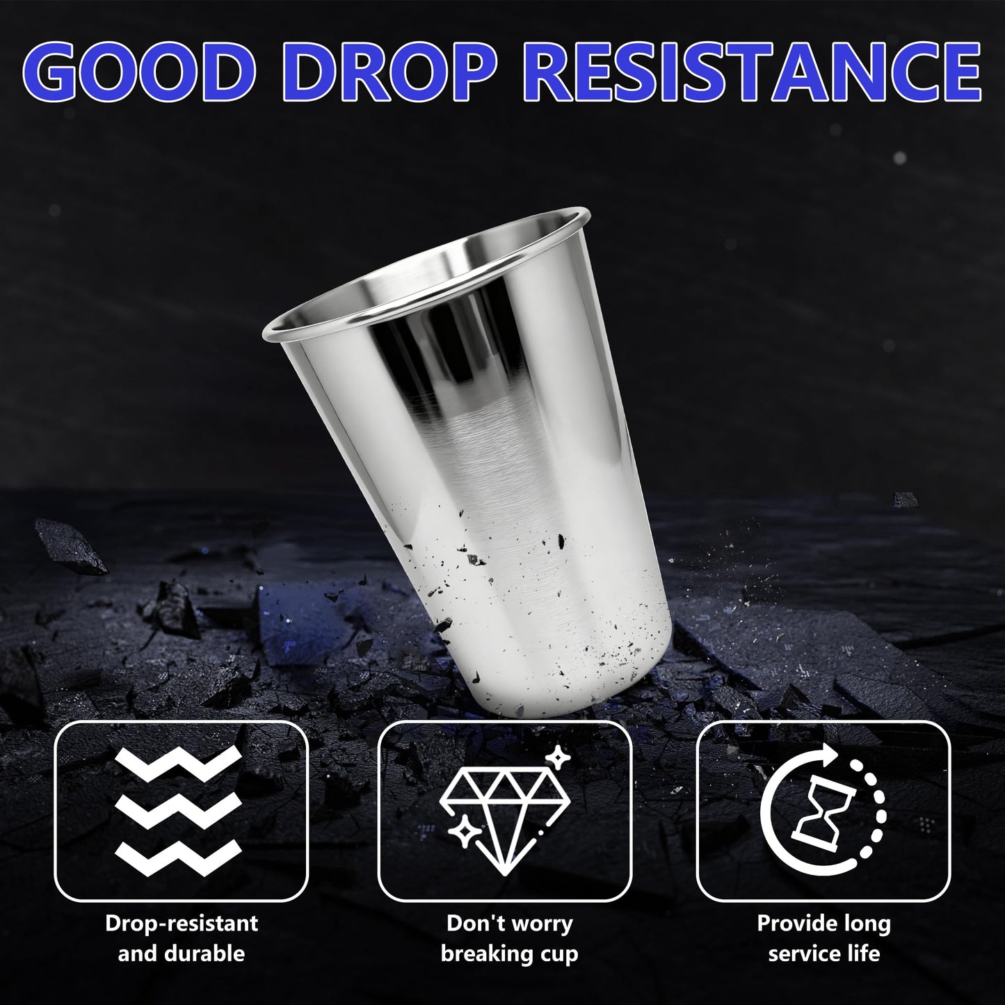 MigongBoyi 30PCS 20-OZ Tainless Steel Cups,Metal Cups, Stainless Steel Pint CupsStackable Unbreakable Drinking Glasses for Party, BBQ Camping, (30)