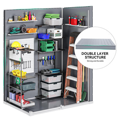 DWVO 5x3 FT Outdoor Storage Shed with Reinforced Floor, All-Weather Resin Storage Shed with Lockable Door & Window, Waterproof Plastic Tool Storage for Garden, Backyard, Patio, Lawn