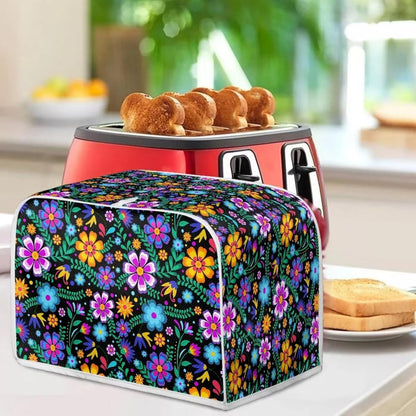 Floral 2 Slice Toaster Covers, Anti-Sputtering Dust Cover, Small Washable Kitchen Appliance Protector