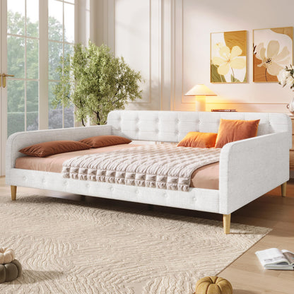 Merax 85" Queen Size Linen Upholstered Daybed with 4 Support Legs,Beige
