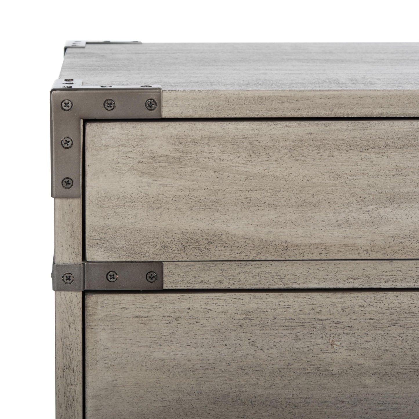 SAFAVIEH Couture Home Collection Nisha Light Grey 3-Drawer Wood Nightstand Table (Fully Assembled)