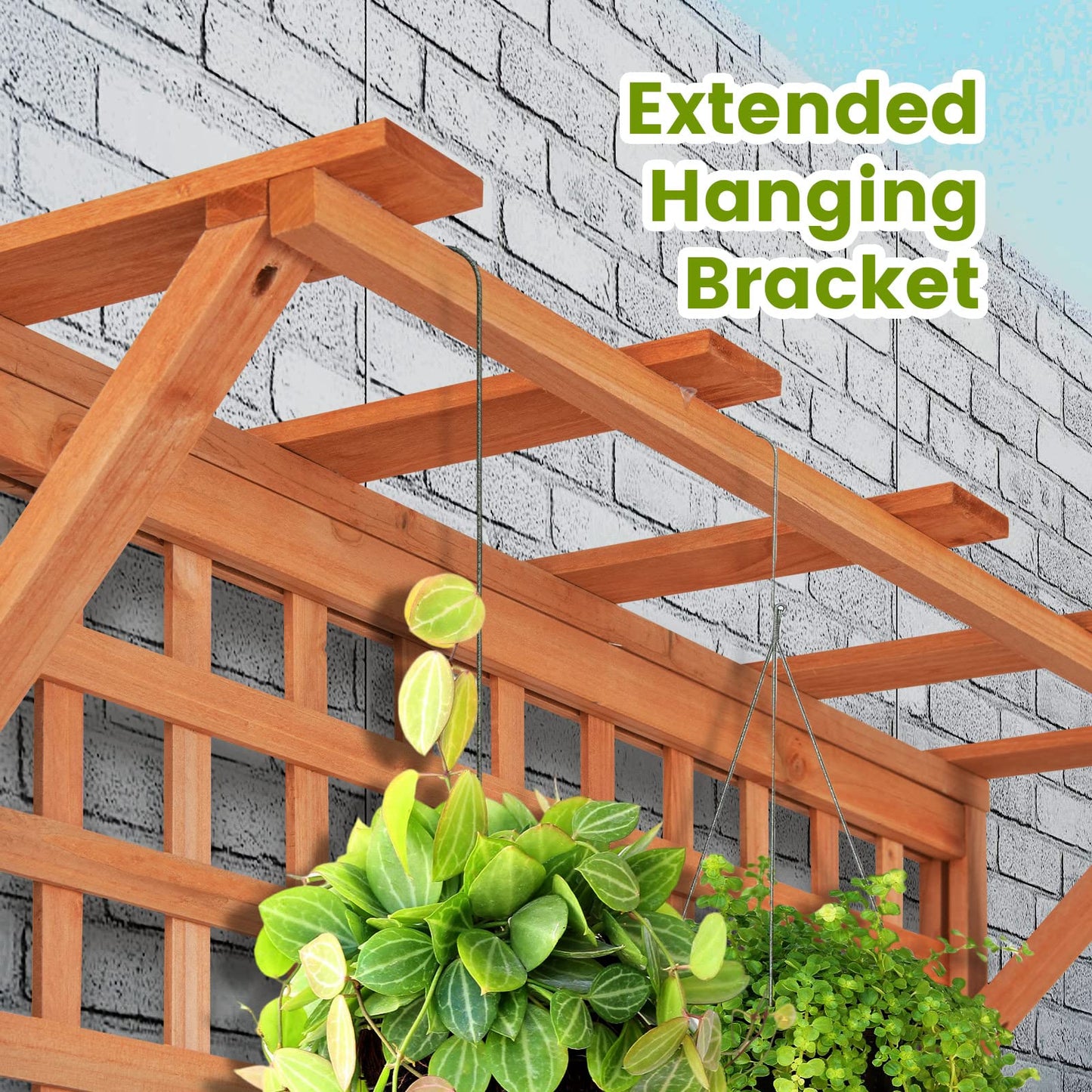 HAPPYGRILL Raised Garden Bed with Trellis, 72.5" Planter Raised Bed with Drainage Holes, Freestanding Garden Box for Vine Climbing Plants, Wooden Planter Box for Yard Balcony (2, Orange)