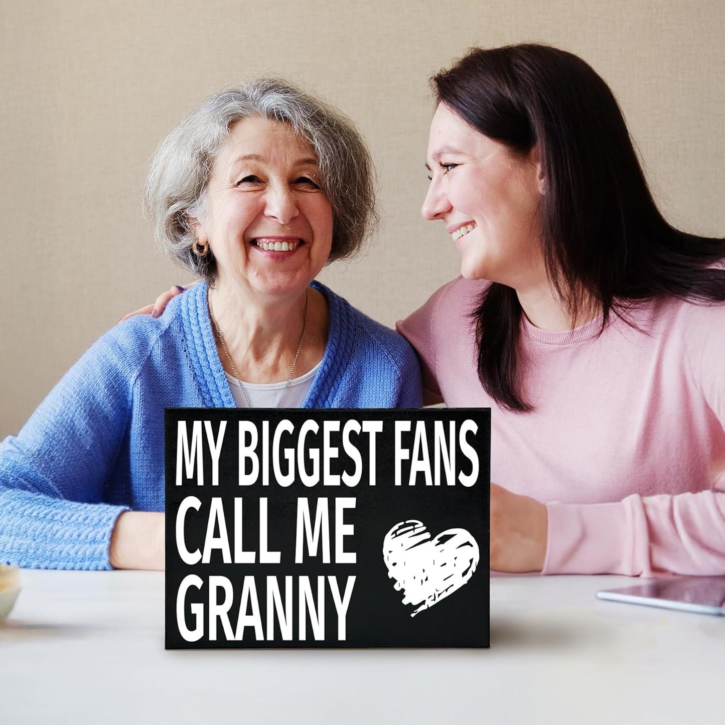 My Biggest Fans Call Me Granny Wooden Sign, Sentimental Wall and Shelf Decor for Grandmothers, Made in USA