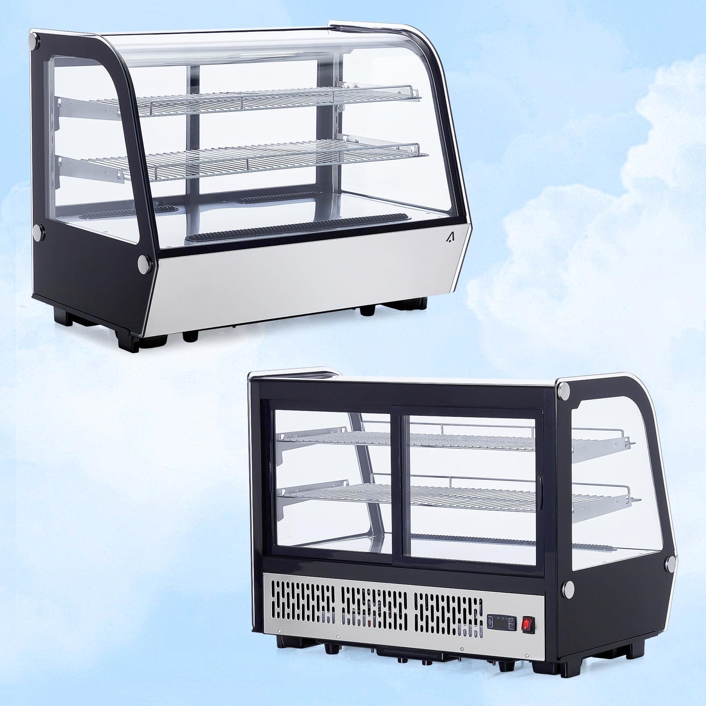 ActiveTrail 5.6 Cu.Ft Countertop Bakery Display Case – Double Glass Refrigerated, LED Lighting, Adjustable Shelves, Digital Temp Control, for Pastry, Cake, Sushi, 110V