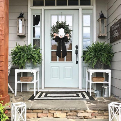 Black Wreath Sash Set by [Brand Name] - Elegant Linen Ribbon Bow for Front Door & Porch Decor