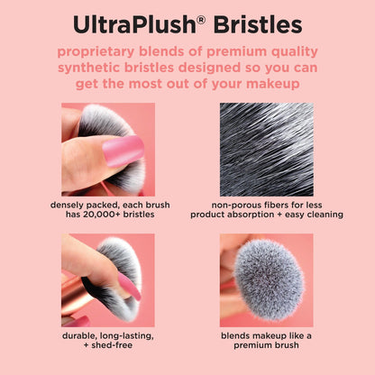 Real Techniques 5 Piece Everyday Essentials Makeup Brush Set, Includes 4 Brushes & Makeup Sponge, For Foundation, Blush, Bronzer, Contour, Eyeshadow, & Powder, Travel Gift Set, Cruelty-Free & Vegan