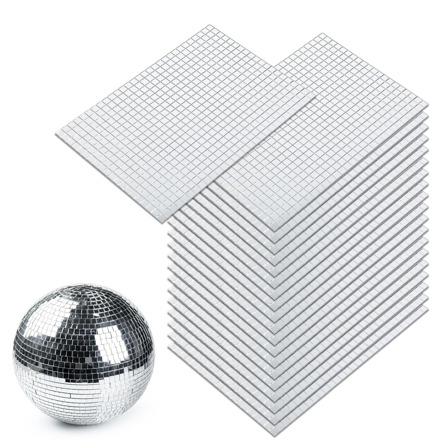 Yuanan 12000 PCS Disco Ball Mirror Tiles, 5×5 Mm Self Adhesive Mirror Mosaic Tiles Bulk Glass Mosaic Stickers Extra Sticky for Flower Pots, Glassware, Cups, DIY Crafts, Party and Home