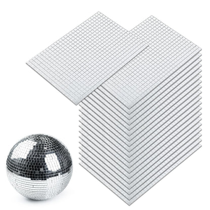 Yuanan 12000 PCS Disco Ball Mirror Tiles, 5×5 Mm Self Adhesive Mirror Mosaic Tiles Bulk Glass Mosaic Stickers Extra Sticky for Flower Pots, Glassware, Cups, DIY Crafts, Party and Home
