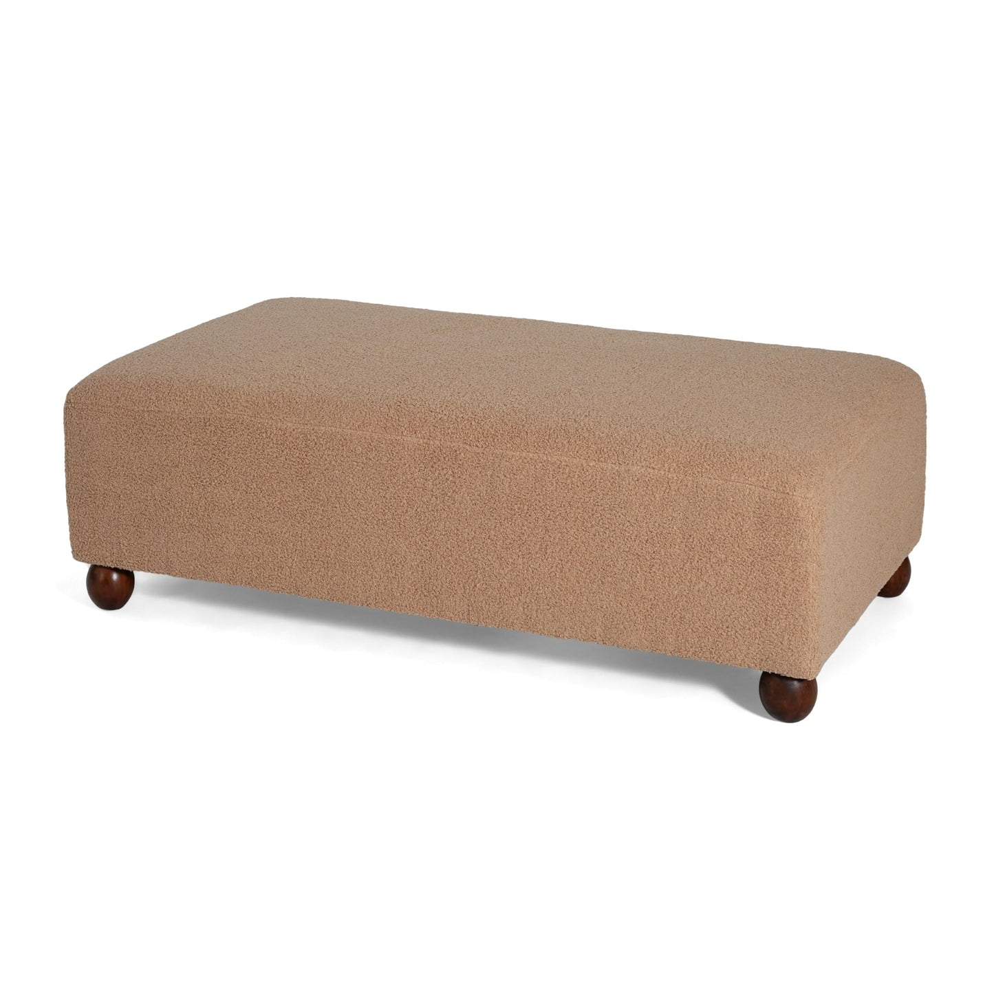 Christopher Knight Home Rika 48" Comfy Boucle Upholstered Bedroom Bench, Ottoman Bench with Rounded Wooden Legs, Spacious Seating, Long Footstool for Living Room, Entryway Bench, Tan Brown