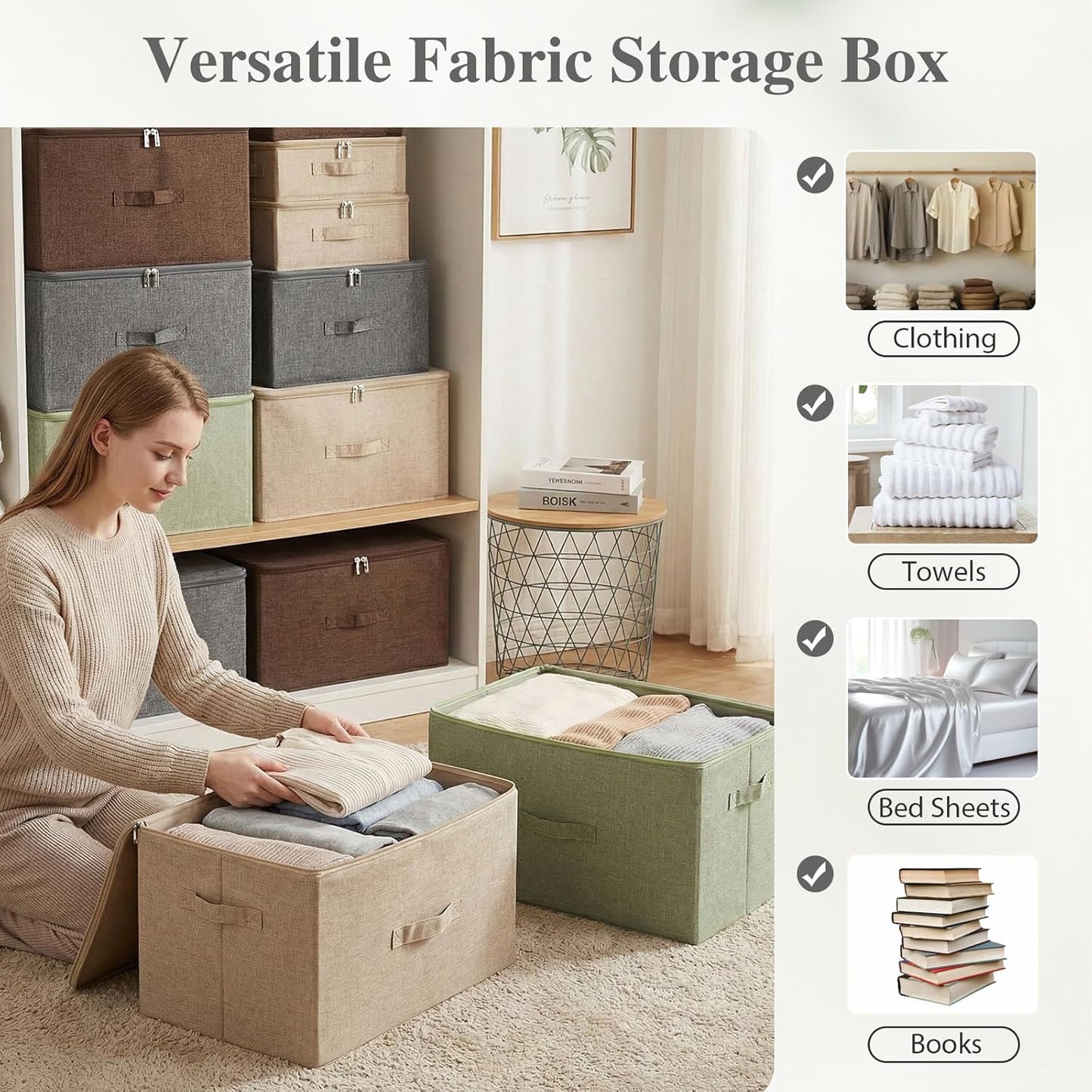 36 Closet ANMINY Storage Bins with Zipper Lids Qt Lidded Fabric Storage Boxes Baskets Cubes with Handles Collapsible