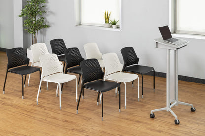 Safco Products Next Stacking Chairs, (Qty. 4), White, 20.1" D x 19.75" W x 32.25" H