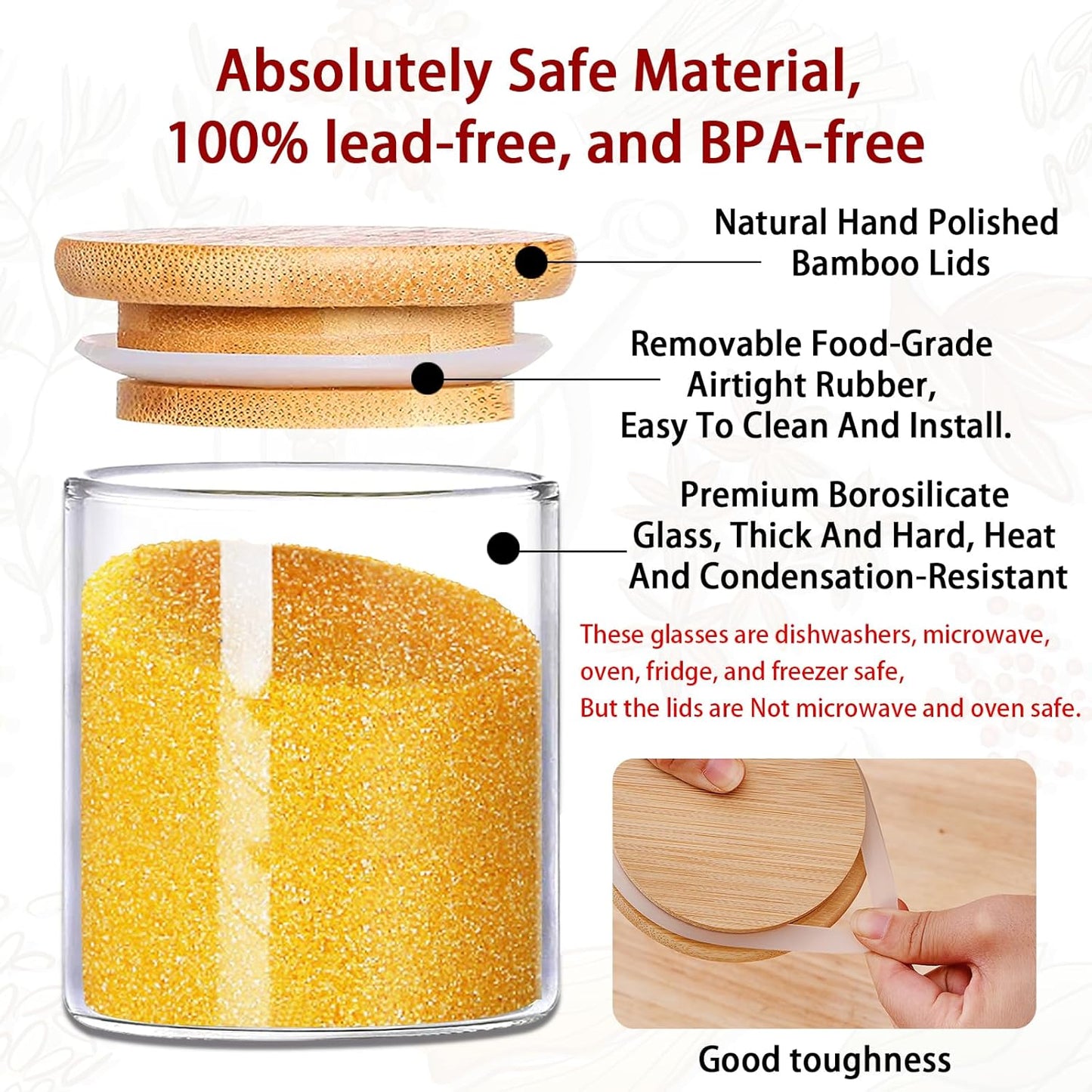 16 oz, 12pcs SLifeJars - Glass Jars with Bamboo Lids Glass Food Storage Jars with Rewritable Labels, Bamboo Lid Jar