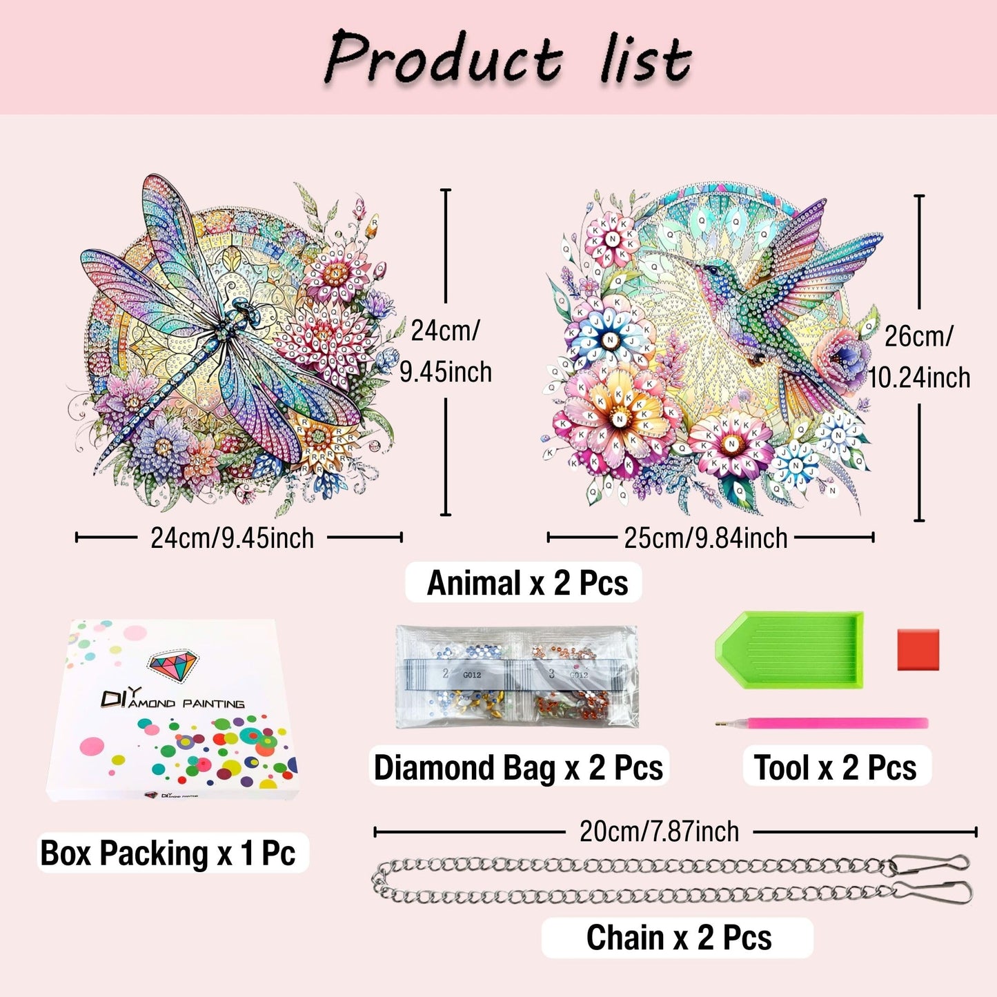 Muzagroo Art 5D Hummingbird Diamond Art Kits for Adults, Hanging Ornament Kits for Windows, DIY Special Shaped Diamond Art Suncathcer, Crystal Window Hanging Pendant Ornament 2PCS (Hummingbird)