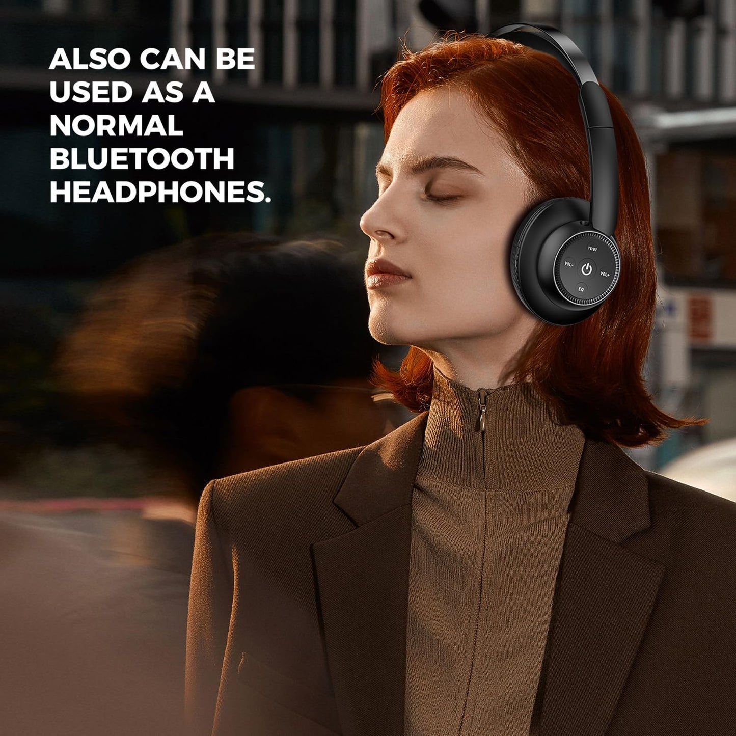 ROSIDA Wireless Headphones for TV Watching, Wireless Headphones for Seniors with Transmitter Charging Base, Bluetooth Headsets for TV, No Audio Delay, Gift for The Seniors or Parents, Black
