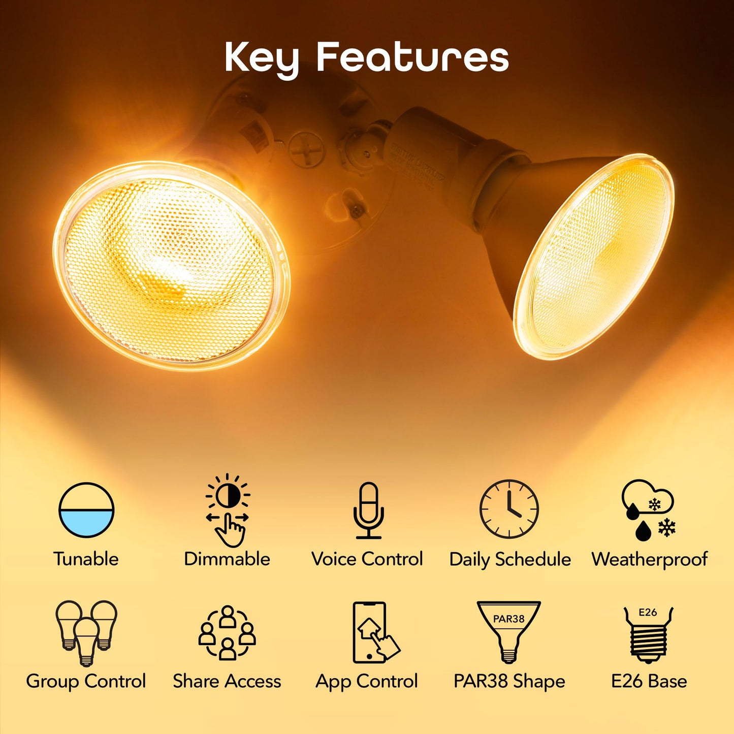 Geeni LUX Smart Floodlight, White – Outdoor 2700K-6500K Dimmable LED Bulb, E26, PAR38, 11W, 1000 Lumens – No Hub Works with Amazon Alexa, Google Assistant, Requires 2.4 GHz Wi-Fi