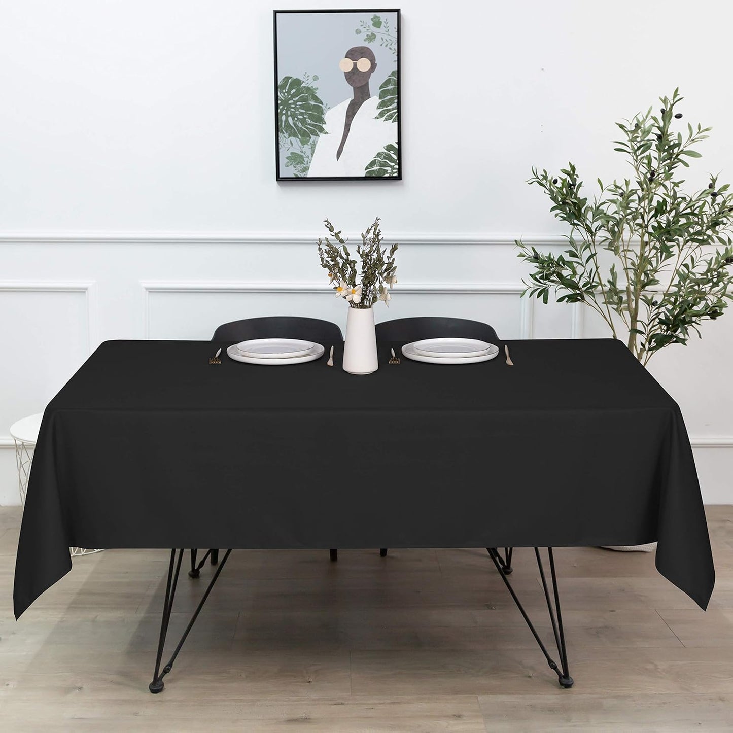 sancua Rectangle Tablecloth, 60 x 84 Inch, Stain and Wrinkle Resistant Washable Polyester for Dining