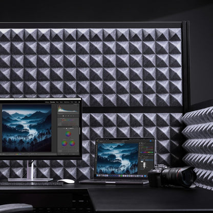 Stand Up Desk Store Studio Modular Wall and Sound Absorbing Room Divider | Sound Dampening Acoustic Panels for Office Cubicle | Noise Reduction and Noise Canceling Office Partition (70'' x 70'')
