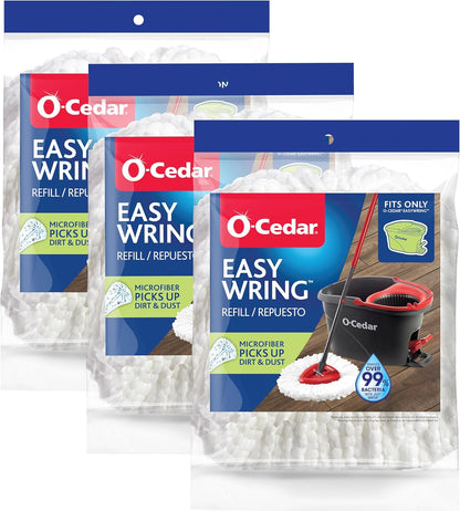 O-Cedar EasyWring Mop Head Refill - Pack of 3 Replacement Heads for Effortless Cleaning