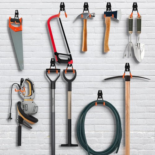 KURUI Heavy Duty Wall Hook - Versatile Tool & Hose Holder | 2 Pack Metal Garage Organizer