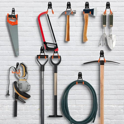 KURUI Heavy Duty Wall Hook - Versatile Tool & Hose Holder | 2 Pack Metal Garage Organizer