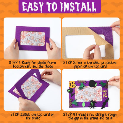 Barydat 260 Pcs Halloween Felt Photo Frame Crafts Kit 30 Picture Frames Crafts with 230 Felt Stickers, Fun DIY Photo Frame for Halloween Party Supplies Favors