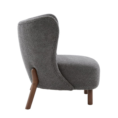 Christopher Knight Home Aurora Boucle Upholstered Wingback Accent Chair, Solid Wood Living Room Slipper Chair, Bedroom Comfy Reading Chair, Dark Grey