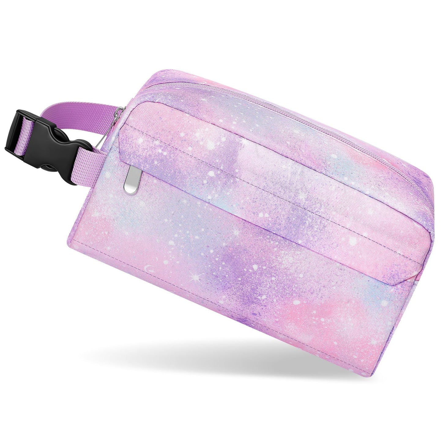 Neverwhy Small Insulated Snack Bag Lunch Box,Collapsible Reusable Small Lunch Bag with Snap Buckle Handle for Beach Travel Picnic,Pink Starry Sky 5-Can(3L)