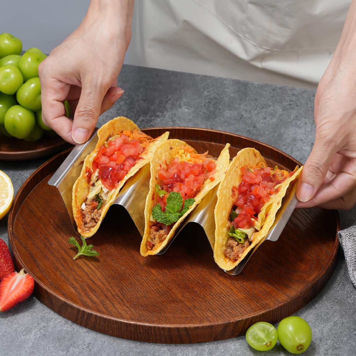 Taco Holder Stand, 6 Packs Stainless Steel Taco Rack Truck Tray Style, Oven, Grill and Dishwasher Safe