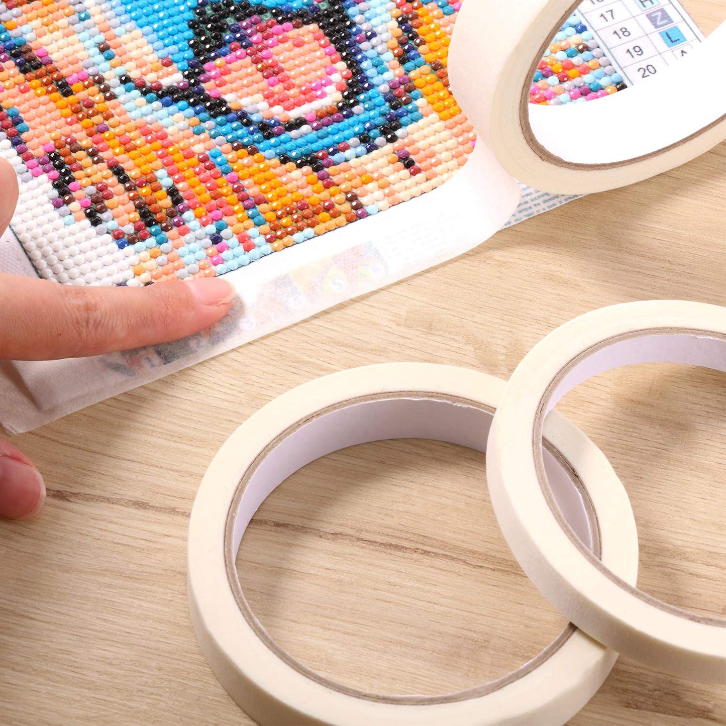 Outus 6 Rolls Diamond Painting Tape Anti-Dirty White Artists Self-Adhesive Art Easy Tear Protective DIY Tape Accessories for Adult 5d Diamond Painting Tool