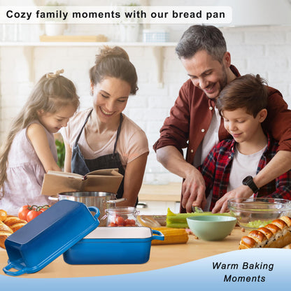GRMlmosa Cast Iron Loaf Pan with Lid, Loaf Pans for Baking Bread 9x5 Inch, Bread Baking Pan for Homemade Bread|Sourdough with Golden Crispy Crust (Marseille)