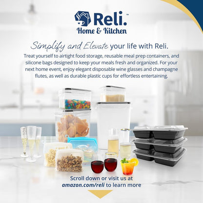 Reli. 5.2L Airtight Food Storage Containers with Lids (4 Sets) | Kitchen Organizers and Storage Pantry Organizers | BPA Free Plastic Container Set w/ 4 Measuring Cups, Dough Scraper, 6 Labels, Pen