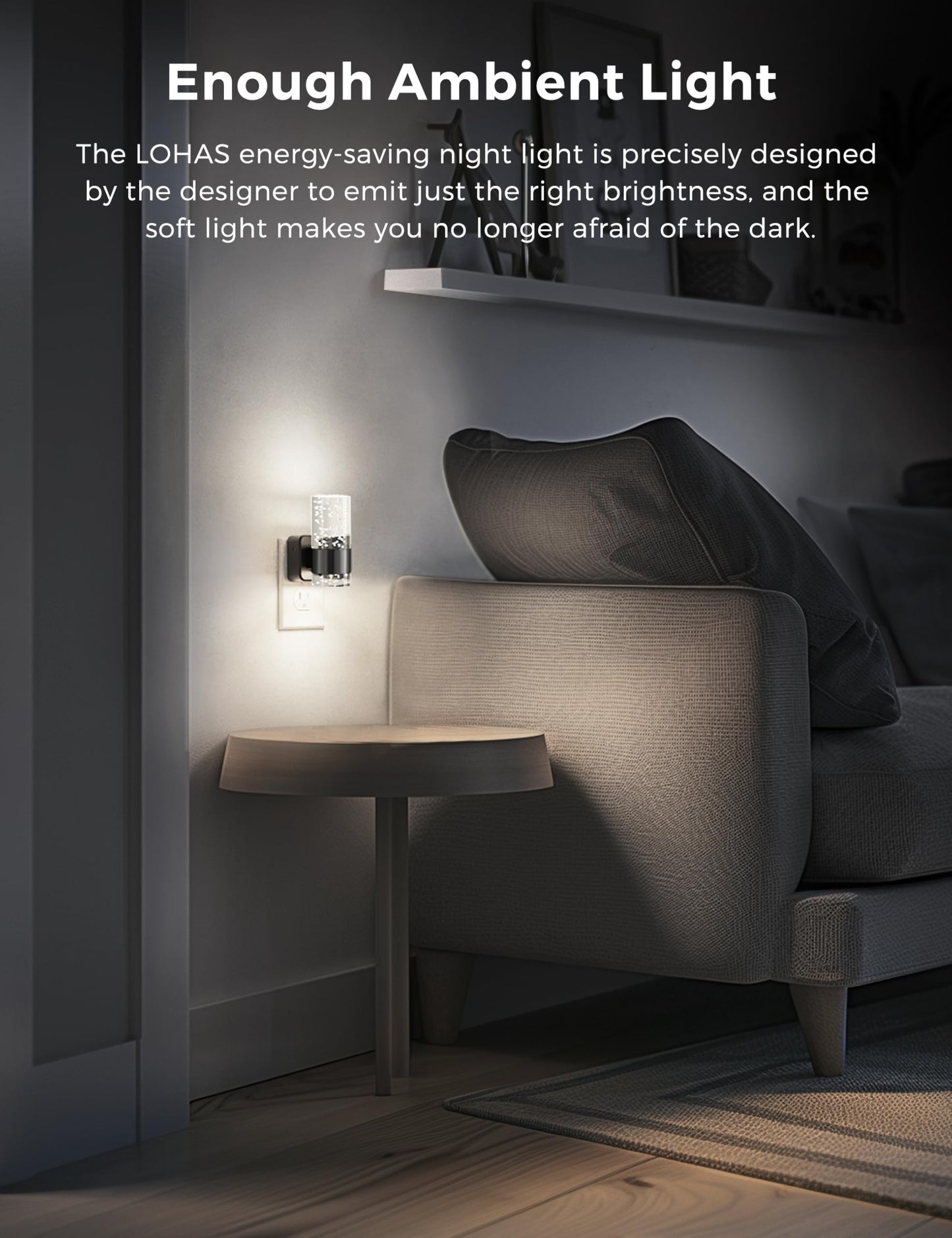 L LOHAS LED Night Light,Dimmable Night Lights Plug into Wall, 2 Pack Acrylic Nightlights with 0-100 LM Adjustable Brightness, 3000K Plug in Night Light with Dusk to Dawn Sensor, for Bathroom Hallway