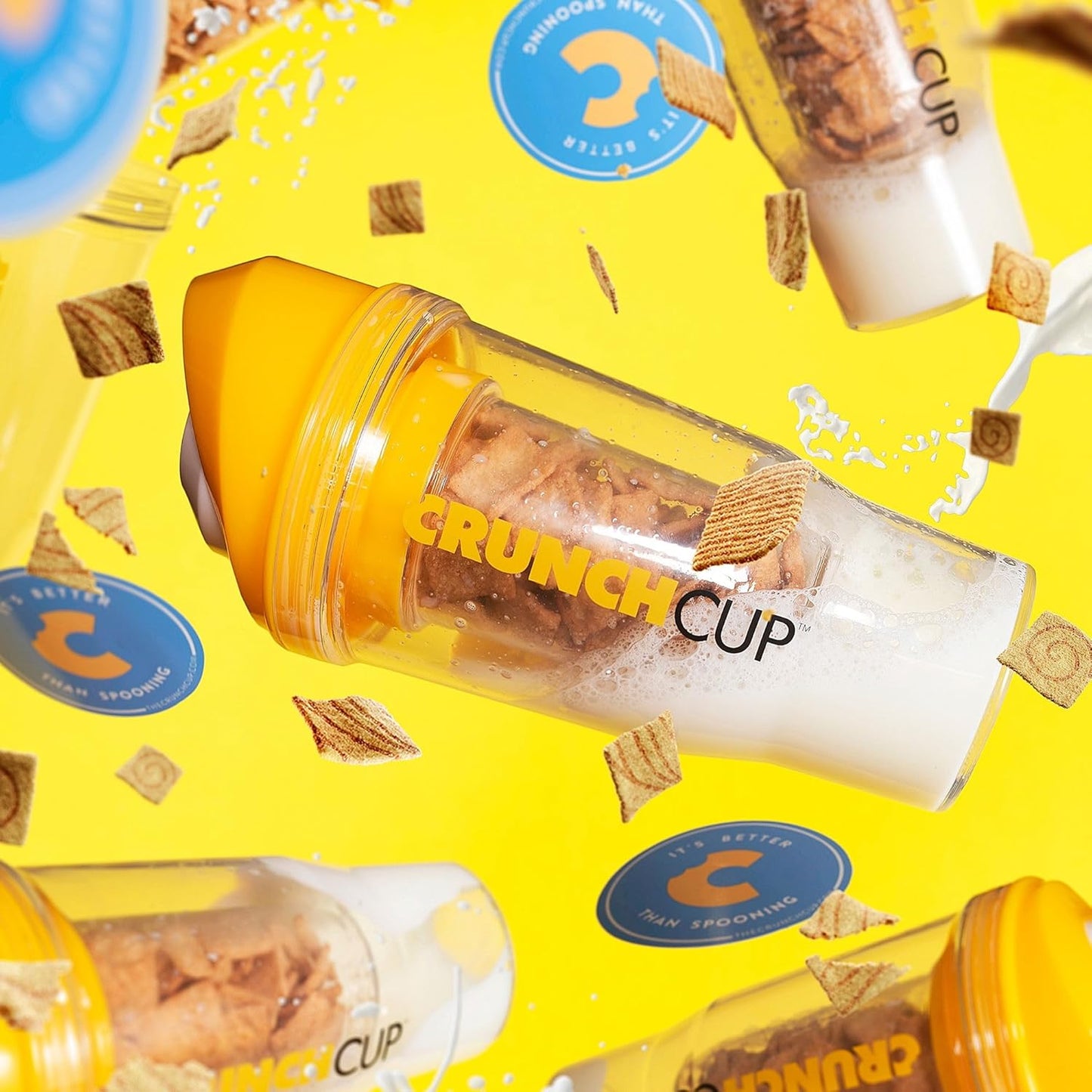 CRUNCHCUP XL - Portable Plastic Cereal Cups for Breakfast On the Go, To Go Cereal and Milk Container for your favorite
