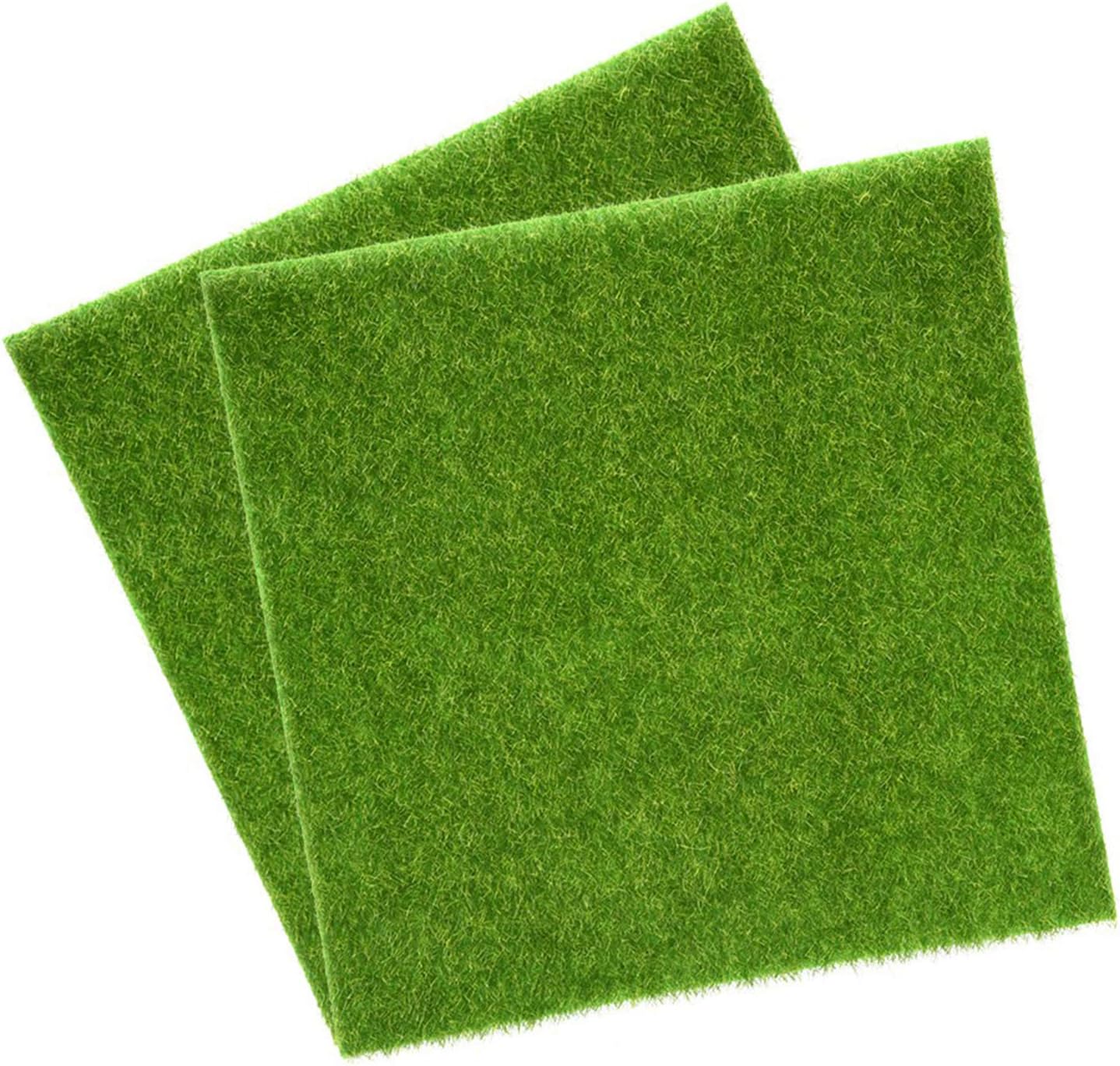 Oumefar Synthetic Artificial Grass Mat, Green Non-Woven Fabric Fake Turf Rug for Pets, 30 * 30cm