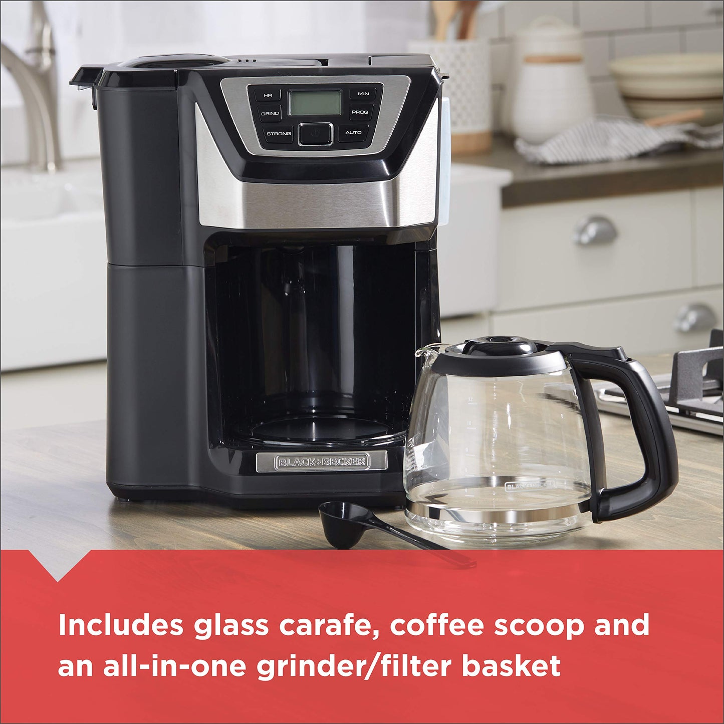 Black and Decker BLACK+DECKER 12-Cup Mill and Brew Coffeemaker, Black, CM5000B
