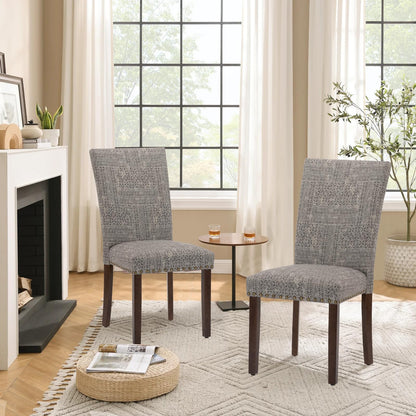 Parsons Dining Chairs Set of 4, Upholstered Nailhead Dining Room Kitchen Side Chair with Thick Cushions and Wood Legs, Black/White